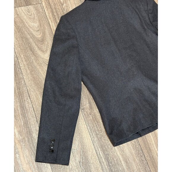 VINTAGE SASSON ONE BUTTON BLAZER WOMENS 8/9 GREY WOOL WITH VELVET COLLAR POCKET - Picture 6 of 8